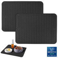 Silikon Abtropfmatte 40 X 30 Cm HitzebestäNdig Rutschfest Schwarz 2 StüCk