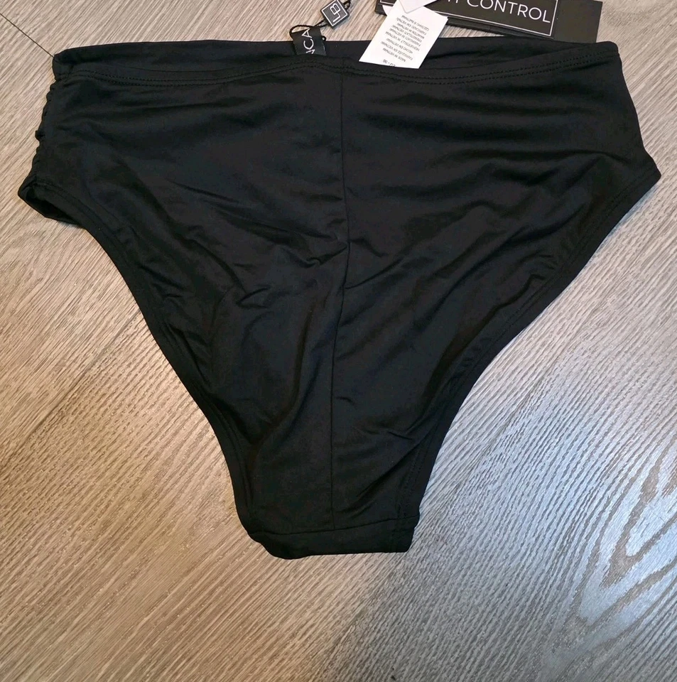 Parte inferior de bikini negra superpuesta La Blanca Island Goddess L81856 talla 4 Foto 2 de 3