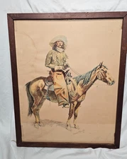 1901 Frederic Remington Chromolithograph Western Cowboy on Horse Robert Russell