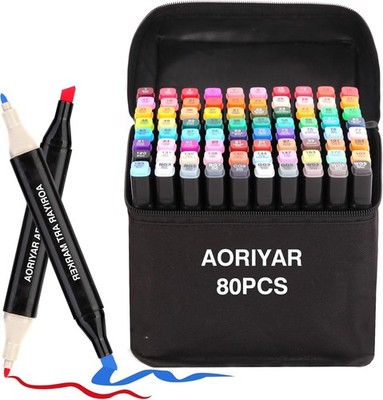 Marker Stifte 80 Farben, Alkohol Kunst Marker Färben Künstler Stifte Dual Tip Ma