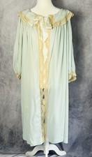 Vintage 1950's Barbizon Light Blue Nylon Silk Lace Trim Peignoir Robe Size M