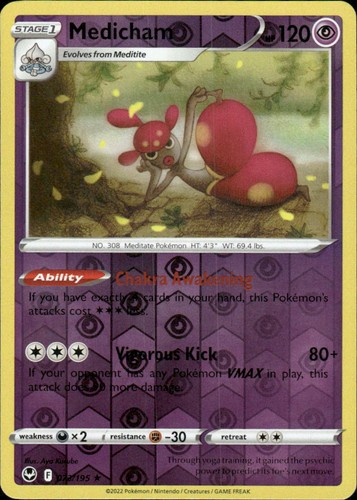 Medicham Silver Tempest 073/195 Holo Rare Reverse Holo Pokémon — English NM