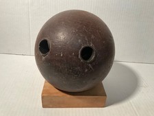 Vtg Antique /12 Pound Antique 2 Finger WOOD Bowling Ball 7.5"Bakelite lined Hole