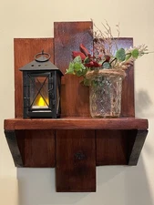  Wall Sconce Shelf with Mini lantern and Floral display, for Farmhouse Decor