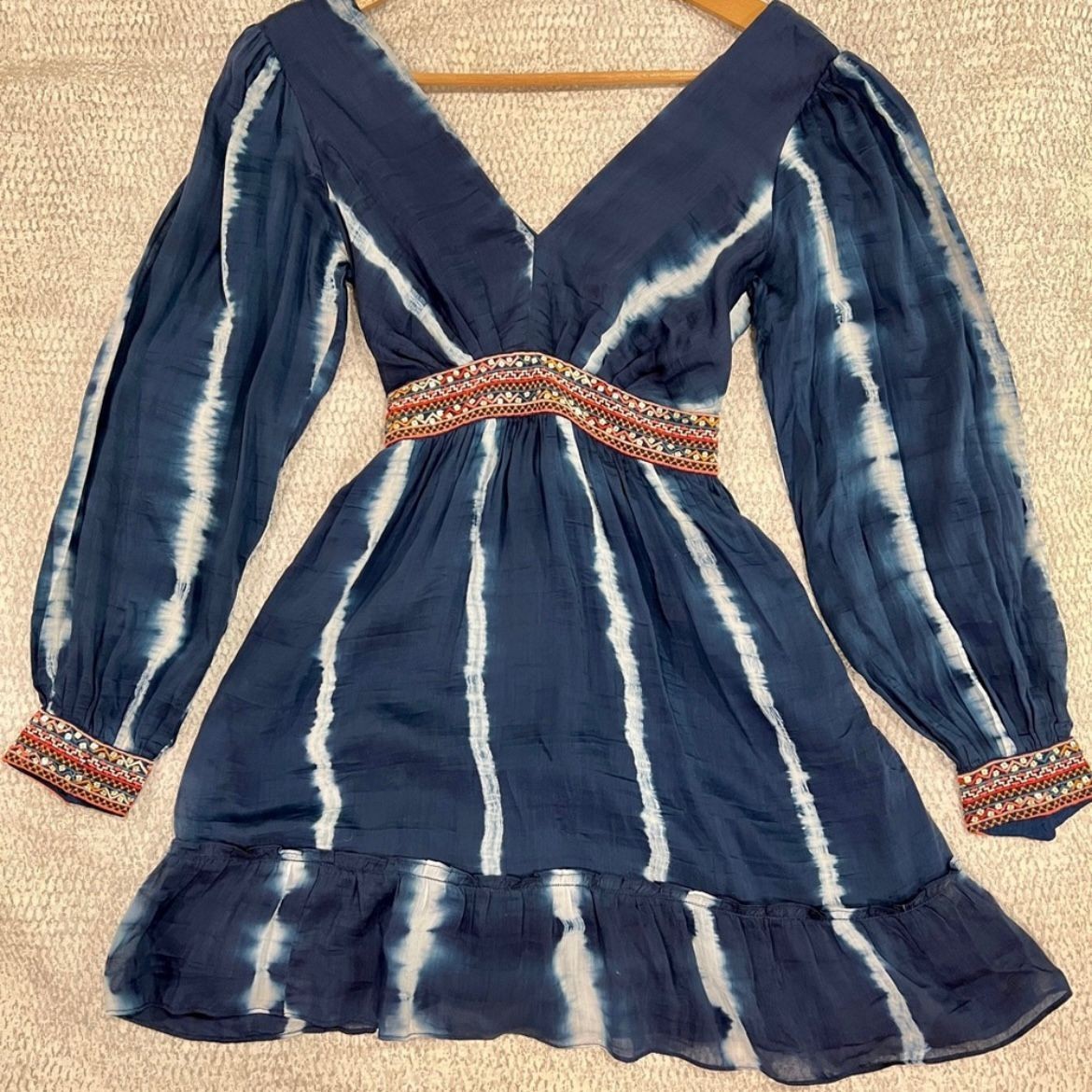 Anthropologie Beaded Tie Dye Mini Dress. Pallavi Singhee View 5