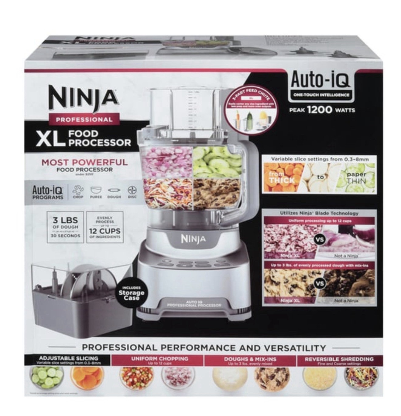Ninja XL Food Processor Auto-iQ 1000W 9-Cup Bowl, Chopping & Dough Blade, New