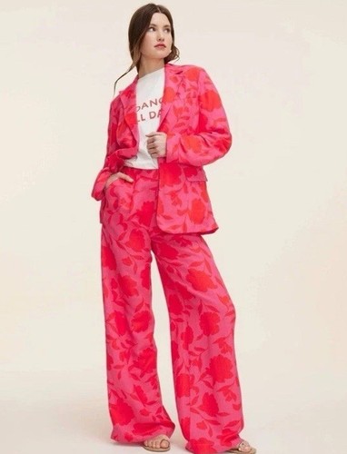 Women's Classic Rose High-Rise Linen Trousers - kate spade new york Pink/Red XXS - Picture 3 of 4