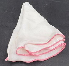 Edward Armah 100 Silk Round Pocket Square White with Pink Border NEW