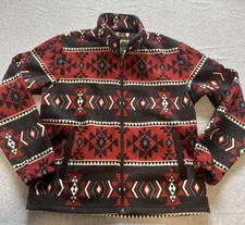 Tempco Mens Fleece Jacket Medium Full Zip Southwestern Aztec Western Cowboy
