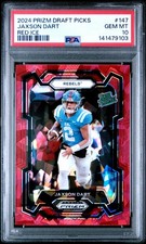 2024 PANINI PRIZM DRAFT PICKS RED ICE #147 JAXSON DART PSA 10