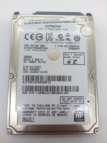 HITACHI *HTS547550A9E384* 500 GB * SATA HDD Notebook 2,5 Zoll #NFP1840
