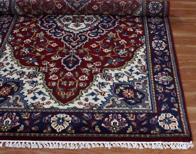 Hand-Knotted Turkish Wool Area Rugs Living Room Blue Traditional Carpets 4x6 ft