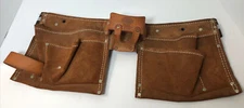 Vtg Nicholas Heavy Split Cowhide Handyman Leather Tool Belt 493X Pouch Carpenter