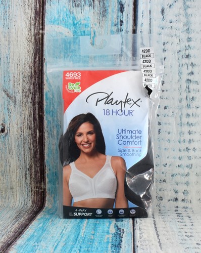 Women's Playtex Bra 18 Hour Ultimate Shoulder Comfort Wirefree Wide Straps 42DD