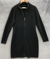 Calvin Klein Women's Dress Black Ribbed Complete Zip Mock Neck Bodycon