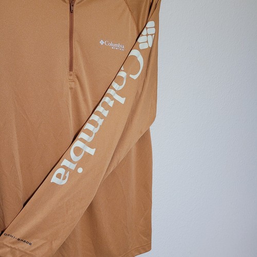 Columbia PFG Pullover Shirt Mens Medium Orange Omni Shade 1/4 Zip Long Sleeve - Picture 5 of 7