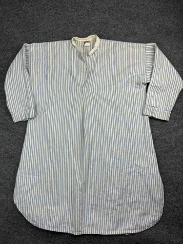 Vintage 80s Banana Republic Nightgown Women's 5 White Blue Striped Cotton