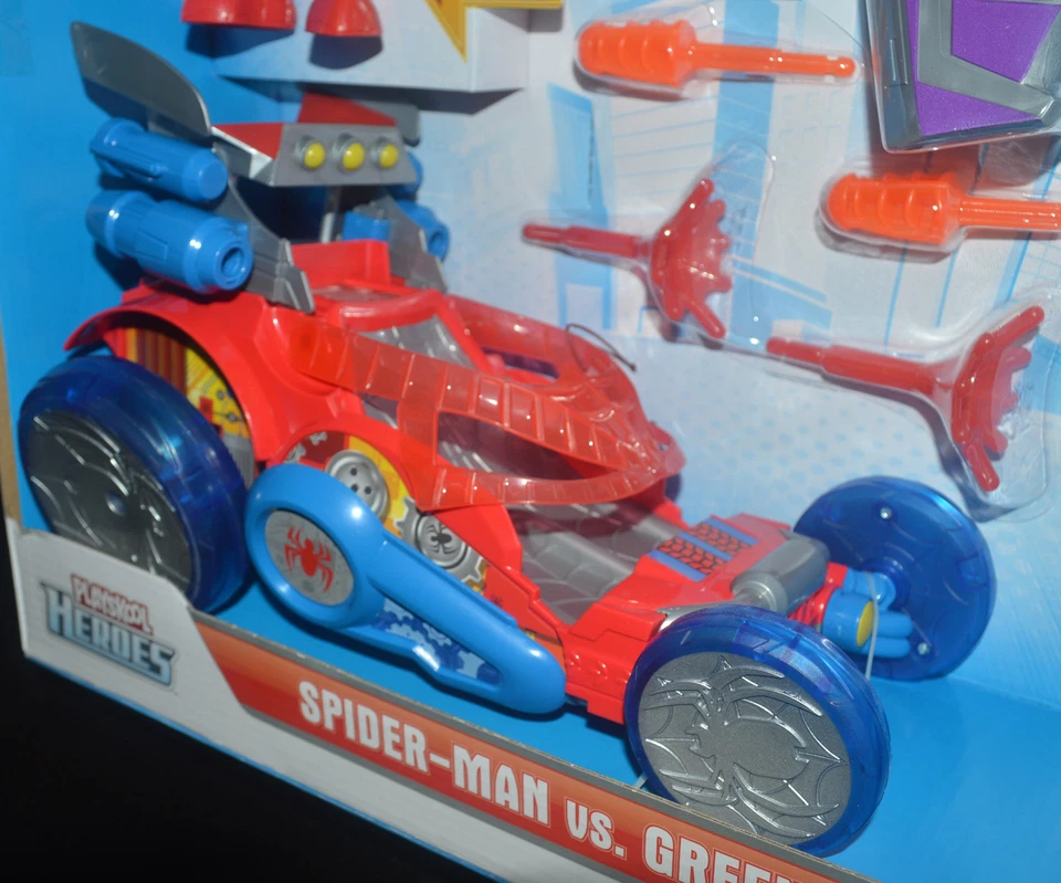 Marvel Super Hero Adventures Spider-Man vs. Duende Verde Web Ala Coche Playskool Foto 2 de 4