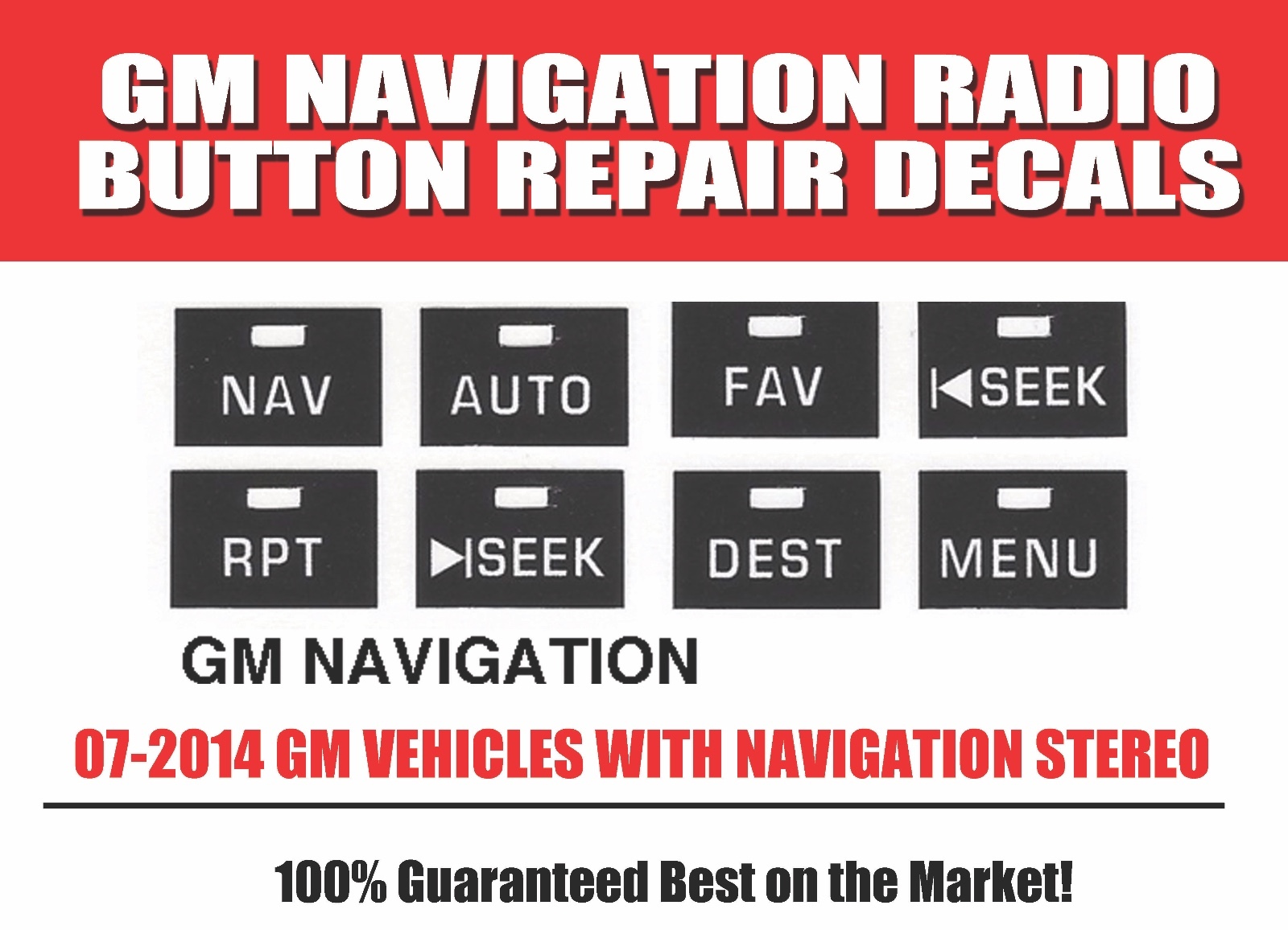 2007-2010 GM Chevrolet NAVIGATION RADIO STEREO Button Decal Sticker Repair Set