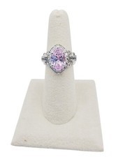 Marquise Cut Pink CZ with Clear Stones Accents Sterling Silver Ring Size 6 NWOT