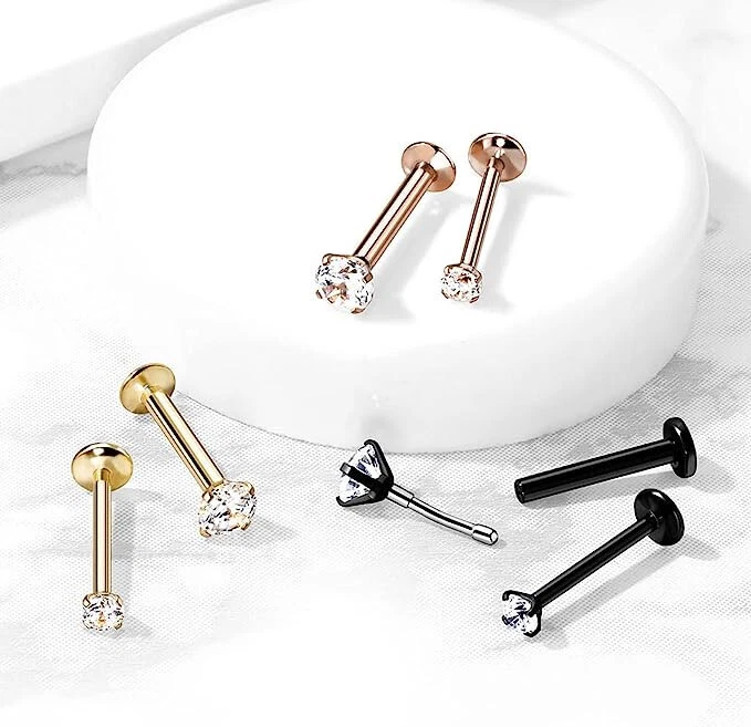 Push In Labret Monroe Stud Threadless Flat Back Stud Earring Lip Labret Piercing - Image 4 of 4