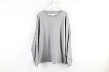 Vintage Russell Athletic Mens Large Distressed Blank Long Sleeve T-Shirt Gray