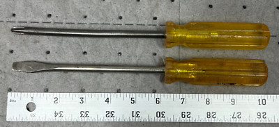 Amalite Vintage Set of 2 Flat Tip & Phillips #3 Screwdriver Screwdrivers - USA!