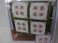 6 Stamped Quilt Blocks POPPY GARDEN 15" Blocks Janlynn