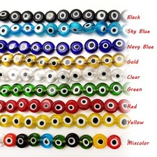 9 Color Evil Eye Disc Coin Spacer Loose Bead Flat Round 15" 4mm 6mm 8mm 10mm