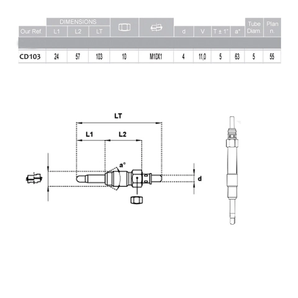 4x Tapones Ignición para Opel Signum, Vectra C 1.9 CDTI kw74/88 04-09 CD103 - Imagen 4 de 4