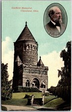 Cleveland Ohio OH, Garfield Memorial, Grounds, Tower, Historic, Vintage Postcard