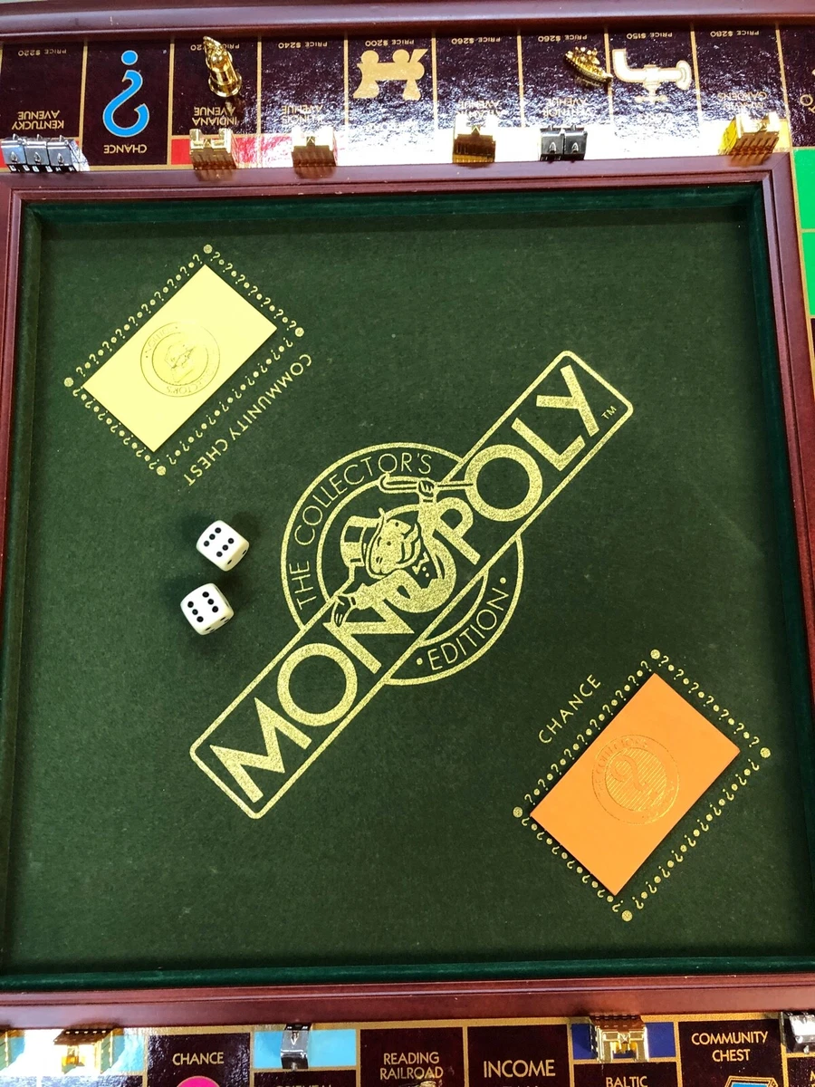 THE FRANKLIN MINT COLLECTORS EDITION MONOPOLY WOOD GREEN FELT GAME BOARD VINTAGE