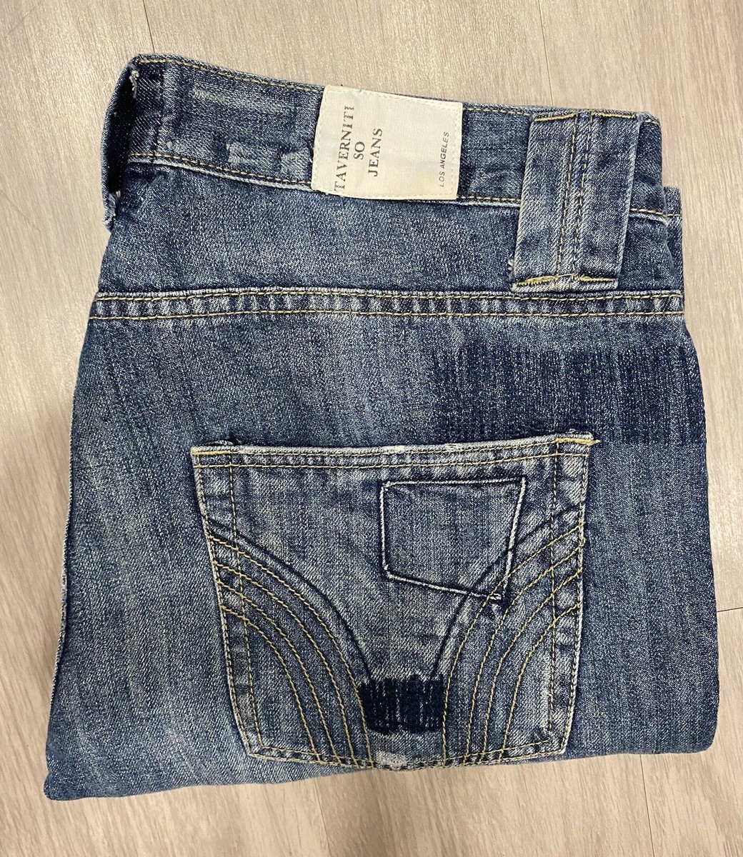 Taverniti SO Jeans Mens 36 Blue Denim Embroidered Button Fly Straight Leg  36x33