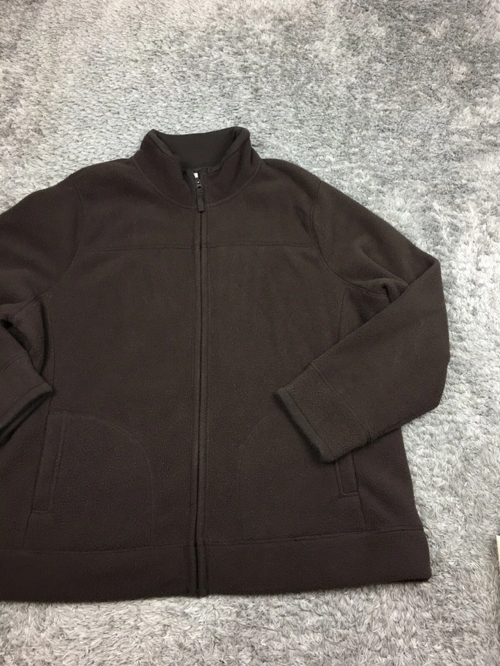 Merona Jacket Woman Plus Size 2 Brown Fleece Full Zip Stretch Mock Neck - Image 2 of 4