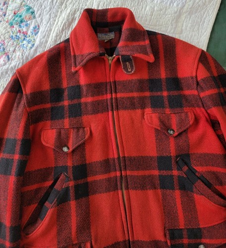 Vintage 1940s Sportclad JCPenney Buffalo Plaid Wool Coat Conmar Zipper sz 44 - Picture 3 of 12