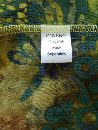 Mission Canyon Art-to-Wear Batik Floral Dragonfly Handkerchief Aline Top OS 46"B - Picture 6 of 12