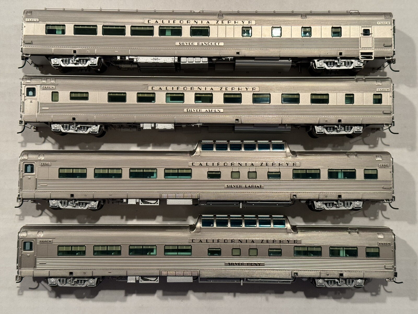 HO Lot of 4 Broadway Limited California Zephyr Passenger Cars D&RGW CB