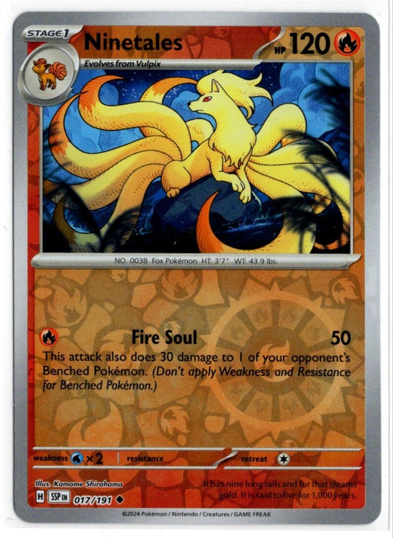 Pokemon Surging Sparks Reverse Holo 017/191 Ninetales | eBay