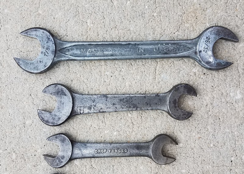 Vintage Open End Wrenches, 1 is 7/8 x 25/32 MADE IN USA, 2 others also Vintage