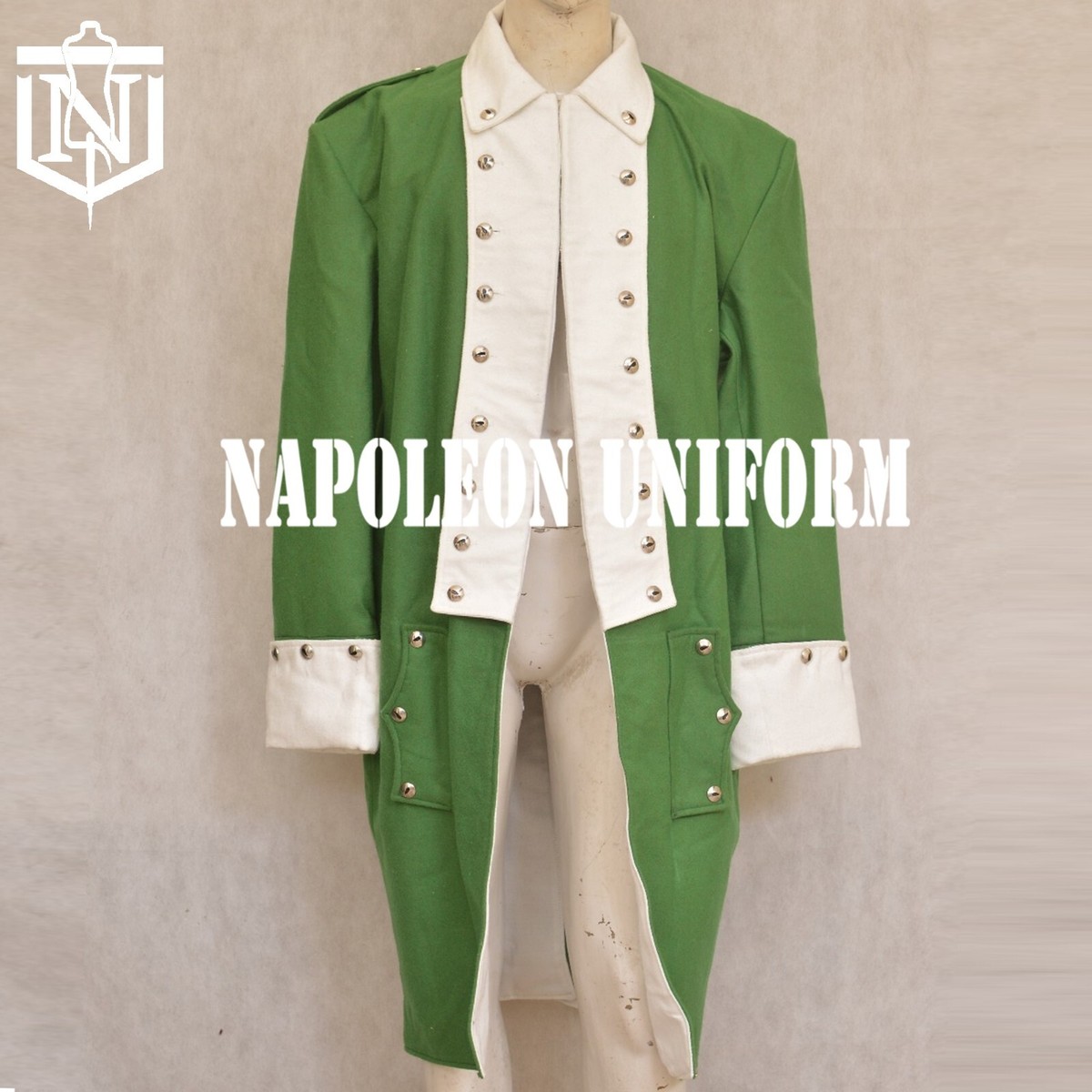 Newly Men's Custom Made Regency Green Wool Frock Coat with White