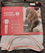 New Girls Cuddl Duds Warm Layer Set Comfort Stretch Poly White Small -4967