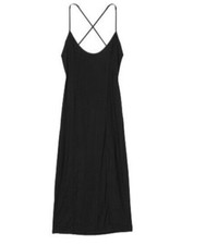 Victorias Secret Heavenly Black Slip Dress Size M Tie Back Modal Midi-Length