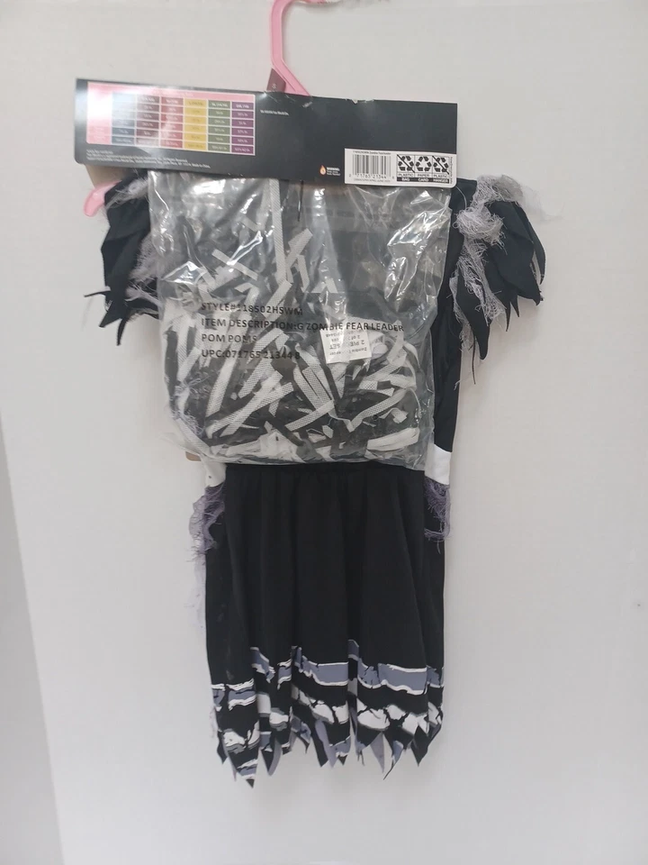 NUEVO Divertido Mundo Zombie FearLeader Disfraz Niñas 6/6X con Vestido y Pompones Foto 3 de 4