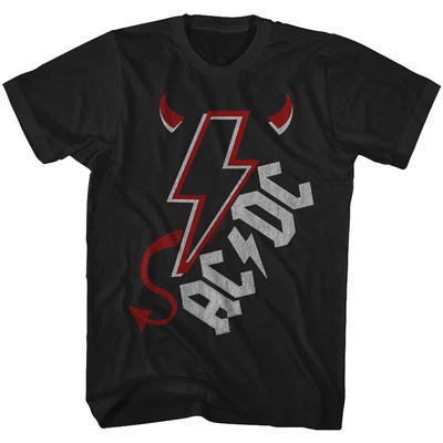 AC//DC Lightning Bolt Horns /& Tail Adult T Shirt Heavy Metal Music