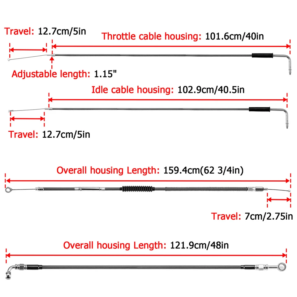 Kit de cable extendido de manillar MOFUN 12" 14" para Harley Sportster XL1200X sin ABS Foto 2 de 4