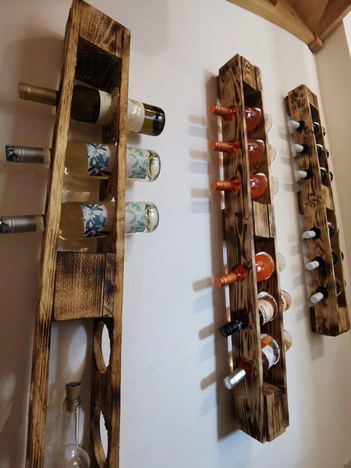 Rustikales Weinregal, geflammt und geölt, aus Europalette - handgefertigt - Bild 4 von 4