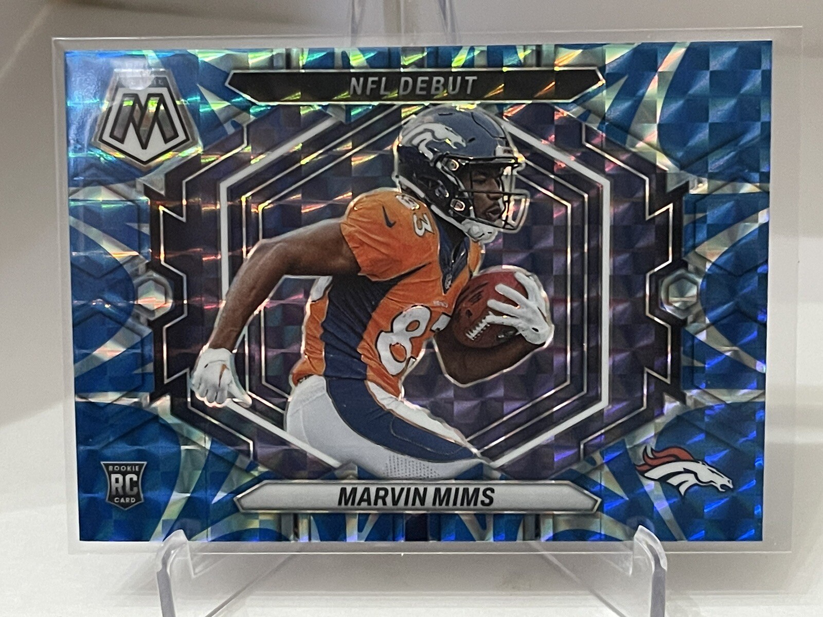 Marvin Mims 2023 Mosaic NFL Debut Blue Reactive Prizm #ND-13 Broncos RC Rookie