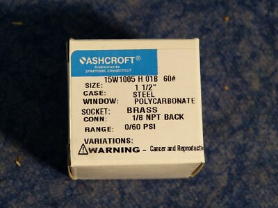 Ashcroft 15W1005H 01B 60# 1.5'' Face, 1/8''NPT Pressure Gauge 0-60PSI (BN240)