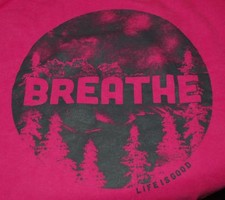 Women's Life is Good Breathe Mountains Outdoors LS Go To Crew Neck Sweatshirt