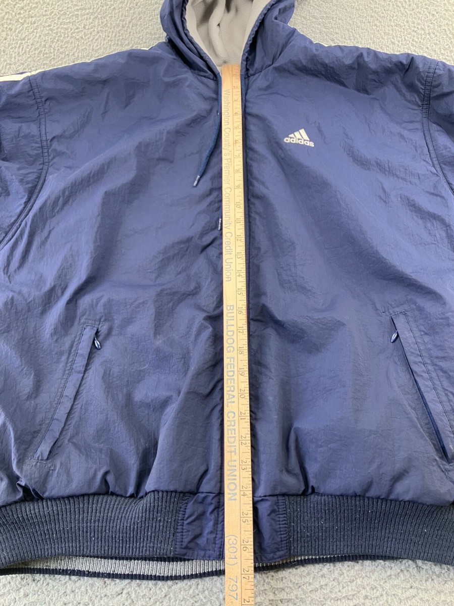 Vintage Adidas Jacket Mens XL Blue Gray Reversible 90s Logo Vintage Adidas Jacket Mens XL Blue Gray Reversible 90s Logo